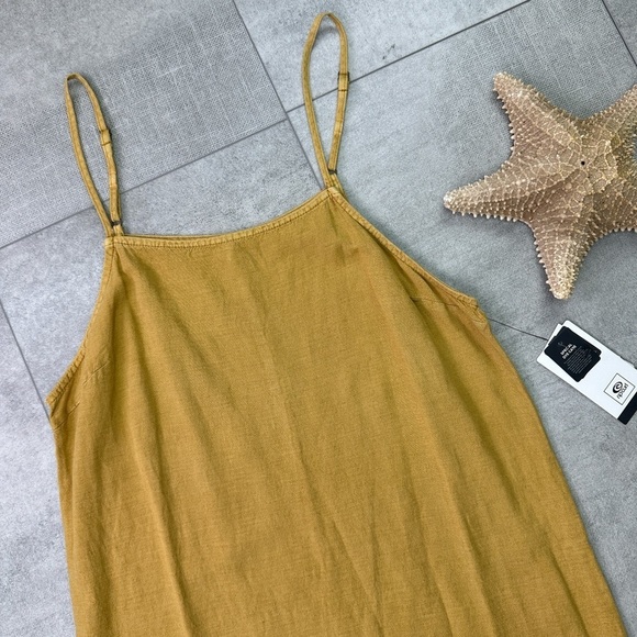 🔆 RIP CURL🔆 WOMEN'S PREMIUM LINEN SLIP DRESS GOLD COVER UP SUMMER - Picture 5 of 10